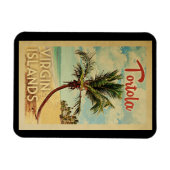 Tortola Magnet Palm Tree Vintage Travel Magneet (Horizontaal)