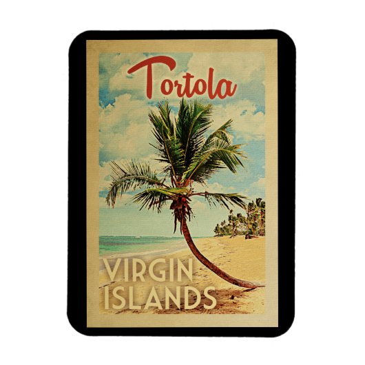 Tortola Magnet Palm Tree Vintage Travel Magneet (Verticaal)