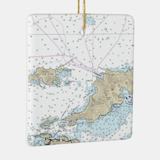 Tortola Nautical Chart Keramisch Ornament (Rechts)