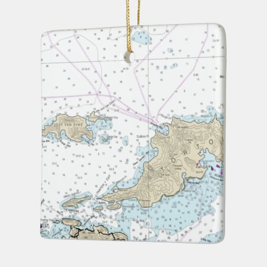 Tortola Nautical Chart Keramisch Ornament (Links)
