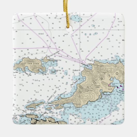 Tortola Nautical Chart Keramisch Ornament (Voorkant)