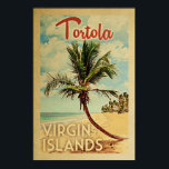 Tortola Palm Tree Vintage Travel Poster<br><div class="desc">Een unieke retro uit het midden van de eeuw moderne Tortola Maagdeneilanden-kunstdrukken in de klassieke stijl van het poster. Het bevat een gebogen palmboom op zandige stranden met oceaan onder een blauwe troebele hemel.</div>