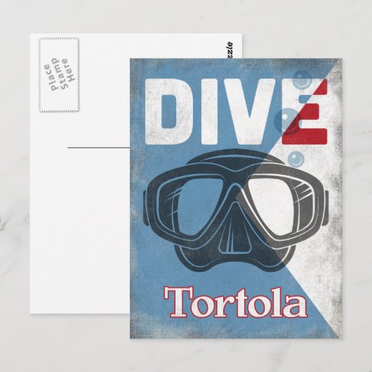 Tortola  scuba duikmasker briefkaart (Voorkant / Achterkant)