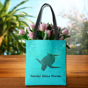 Tortuga Turtle Mosaic op Sanibel Island Florida Tote Bag