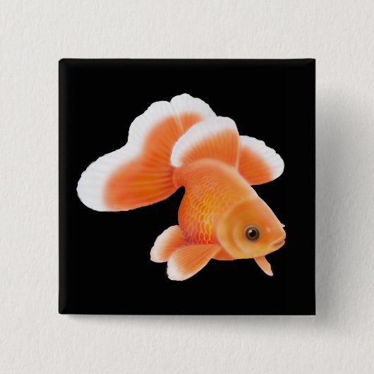 Tosakin Butterfly Tail Goldfish Pin Vierkante Button 5,1 Cm (Voorkant)