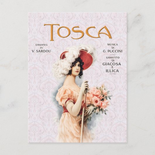 Tosca Opera Vintage - Puccini Opera Poster Ontwerp Briefkaart (Voorkant)