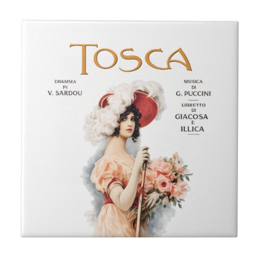 Tosca Opera Vintage - Puccini Opera Poster Ontwerp Tegeltje (Voorkant)