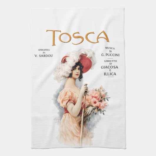 Tosca Opera Vintage - Puccini Opera Poster Ontwerp Theedoek (Verticaal)