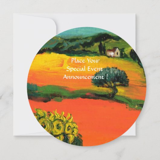 TOSCAAANS LANDSCHAP MET ZONNEBLOEMEN oranje zwart Kaart (Achterkant)