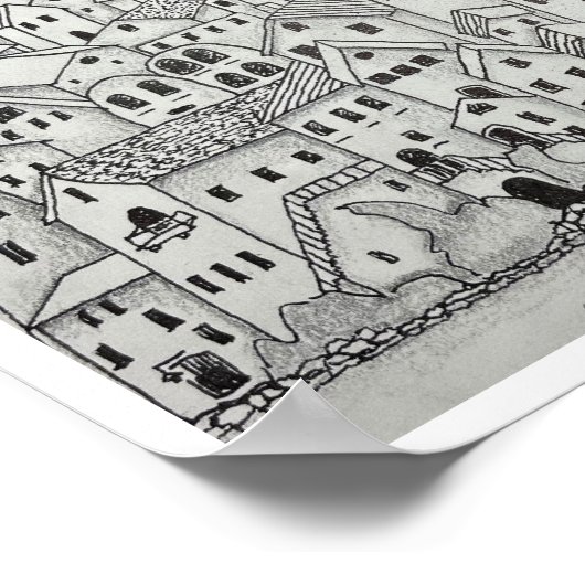 Toscaans dorp poster (Hoek)