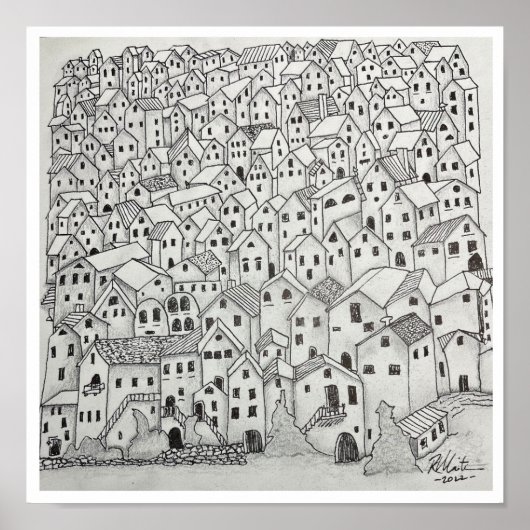 Toscaans dorp poster (Voorkant)