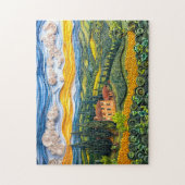 Toscaans heuvellandschap in quillingstijl legpuzzel (Verticaal)