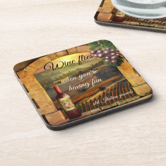 Toscaans landschap Italiaanse fijne kunst wijn ond Bier Onderzetter (Linkerzijde)