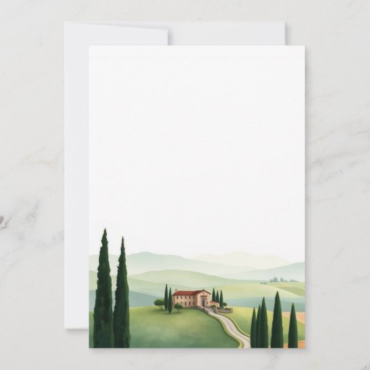 Toscaans landschap met een villa en cipressen brui kaart (Achterkant)