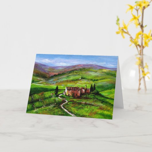 TOSCAANS LANDSCHAP MET GROENE HEUVELS KAART (Gele Bloem)