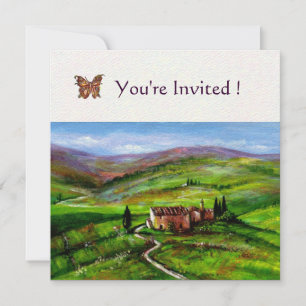 TOSCAANS LANDSCHAP MET GROENE HEUVELS  Viltpapier Kaart