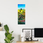 TOSCAANS LANDSCHAP MET KLAPROZEN POSTER (Thuiskantoor)