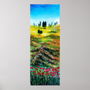 TOSCAANS LANDSCHAP MET KLAPROZEN POSTER