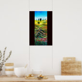 TOSCAANS LANDSCHAP MET KLAPROZEN POSTER (Keuken)