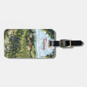 Toscaans landschap met wijngaarden en een fiets bagagelabel (Voorkant horizontaal)