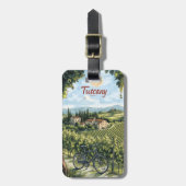 Toscaans landschap met wijngaarden en een fiets bagagelabel (Voorkant verticaal)