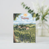 Toscaans landschap met wijngaarden en een fiets briefkaart (Staand voorkant)