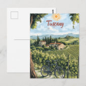 Toscaans landschap met wijngaarden en een fiets briefkaart (Voorkant / Achterkant)