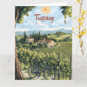 Toscaans landschap met wijngaarden en een fiets kaart (Gele Bloem)