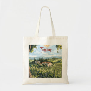 Toscaans landschap met wijngaarden en een fiets tote bag