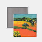 TOSCAANS LANDSCHAP MET ZONNEBLOEMEN MAGNEET (Voorkant / Achterkant)