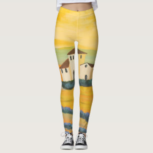 Toscaans landschap, privé schilder, acrylverf leggings