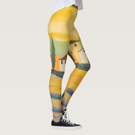 Toscaans landschap, privé schilder, acrylverf leggings (Rechts)