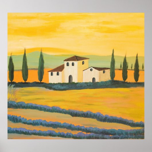 Toscaans landschap, privé schilder, acrylverf poster (Voorkant)
