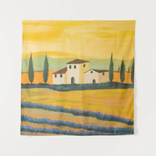Toscaans landschap, privé schilder, acrylverf wandkleed