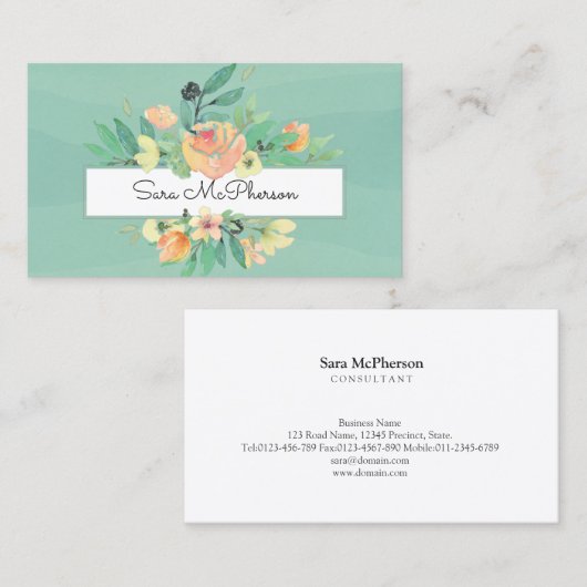 Toscaanse Bloemenboeket Consultant Visitekaartje (Voorkant / Achterkant)