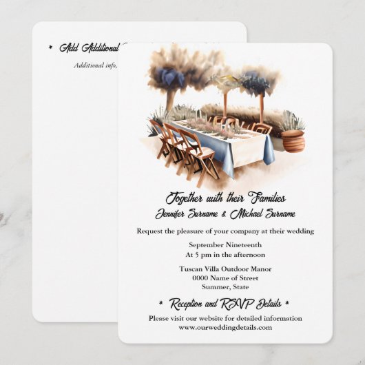 Toscaanse boho outdoor zomer bruiloft chique kaart (Voorkant / Achterkant)