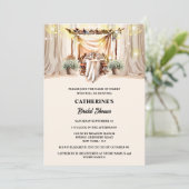 Toscaanse boho string lichten elegante eetgordijne kaart (Staand voorkant)