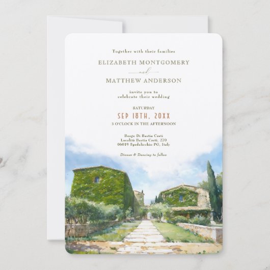 Toscaanse Borgo Di Bastia Creti bruiloft Kaart (Voorkant)