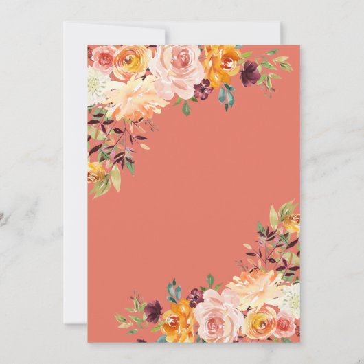 Toscaanse botanische moderne Floral bruiloft Kaart (Achterkant)