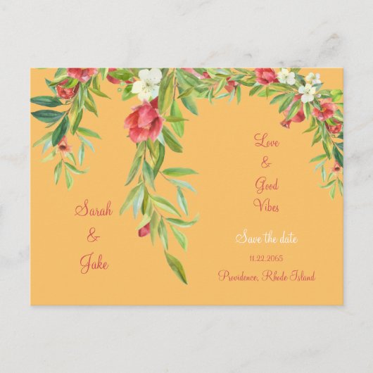 Toscaanse bruiloft liefde & goede vibes Save the D Aankondigingskaart (Voorkant)