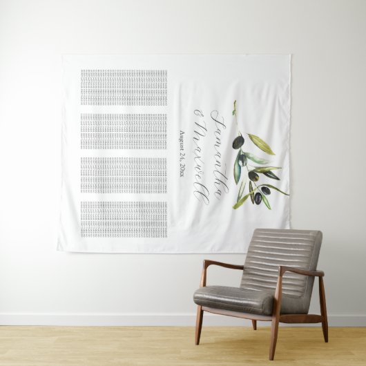 Toscaanse bruiloft Welkomstbord Zitkaart Wandkleed (In Situ (horizontaal))