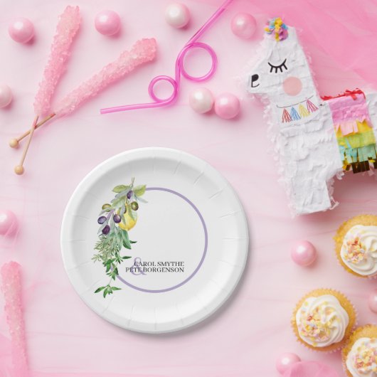 Toscaanse citroen olijven kruiden Vrijgezellenfees Papieren Bordje (Feest)