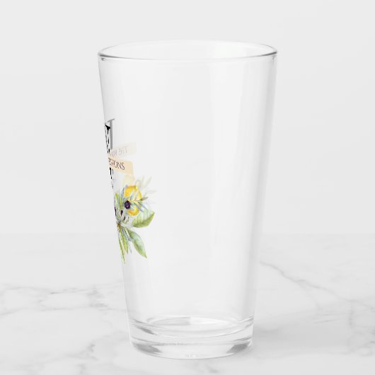 Toscaanse citroenen Olijven Monogram Naam Drink Glas (Links)