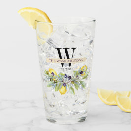 Toscaanse citroenen Olijven Monogram Naam Drink Glas