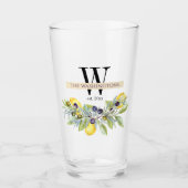 Toscaanse citroenen Olijven Monogram Naam Drink Glas (Voorkant)
