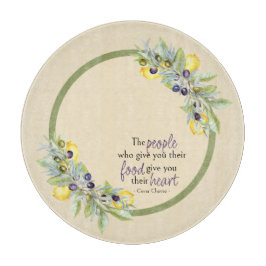 Toscaanse citroenen olijven ronde keuken snijplank