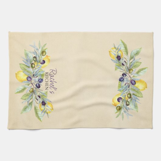 Toscaanse citroenen Olijven Theedoek (Horizontaal)