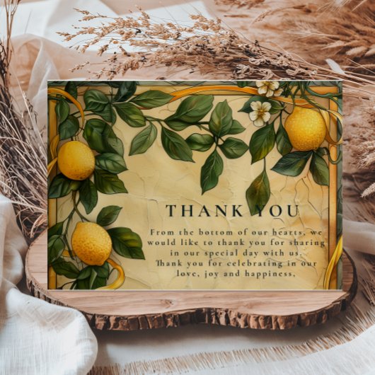 Toscaanse Citrus Bloemige Bruiloft Bedankkaart