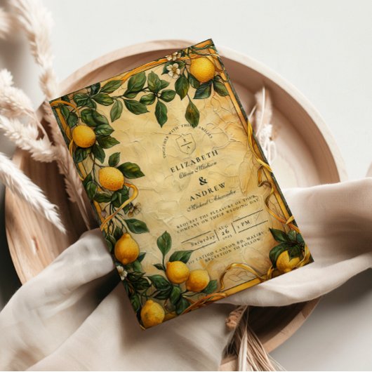 Toscaanse Citrus Bloemige Bruiloft Kaart