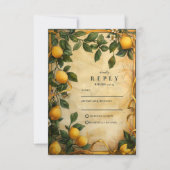 Toscaanse Citrus Bloemige Bruiloft RSVP Kaartje (Voorkant)